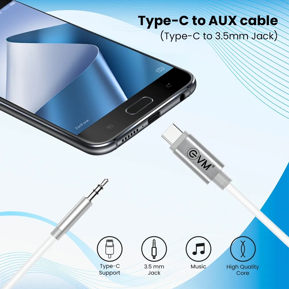 EVM Type-C to 3.5mm Aux Cable Silver view 6
